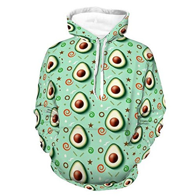 Women Men Hoodies 3D Print Unisex Comfy Pull-Over Hoodie Avocado Pattern Pattern Autumn Outfit with Pocket for Vacation Street