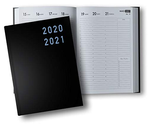 Agenda 2020 2021: 18 Mesi Agenda 2020/2021, luglio 2020 - dicembre 2021 nera, copertina rigida, settimanale verticale, italiano, Din A4 (Italian Edition)