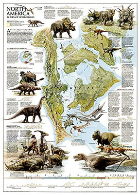 National Geographic: Dinosaurs of North America Wall Map (22.25 x 30.5 inches) (National Geographic Reference Map)