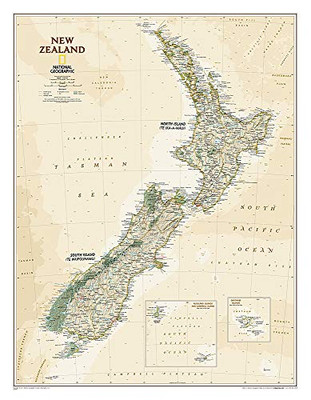National Geographic: New Zealand Executive Wall Map (23.5 x 30.25 inches) (National Geographic Reference Map)