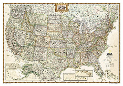 National Geographic: United States Executive Wall Map - Laminated (43.5 x 30.5 inches) (National Geographic Reference Map)