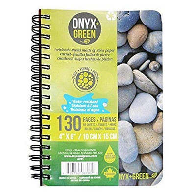 Onyx and Green 4" x 6" Notebook made from Stone Paper, with Side Coils (6701)
