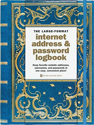 Celestial Large-Format Internet Address & Password Logbook (removable cover band for security)