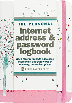Tree of Hearts Internet Address & Password Logbook (removable cover band for security)