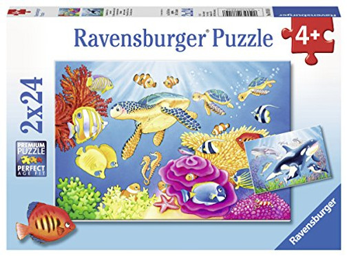 Ravensburger 07815, Vibrance Under The Sea 2 x 24 Piece Puzzles in a Box, 2 x 24 Piece Puzzles for Kids, Every Piece is Unique, Pieces Fit Together Perfectly, Multi, 10" x 7"