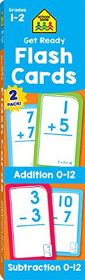 School Zone - Get Ready Flash Cards Addition & Subtraction 2 Pack - Ages 6 to 7, 1st Grade, 2nd Grade, Addition, Subtraction, Early Math, Problem-Solving, and More