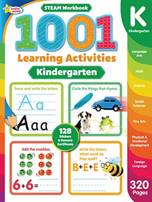 1001 STEAM Kindergarten Activity Workbook: Practice Sight Words, Phonics, Numbers, Math, Art, and More | Reading and Writing Skills - 320 Pages (Ages 4 and Up) (1001 Activity Books)