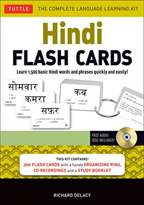 Hindi Flash Cards Kit: Learn 1,500 basic Hindi words and phrases quickly and easily! (Online Audio Included)