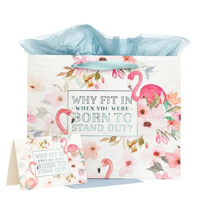 with Love Brand Born to Stand Out Medium Inspirational Gift Bag with Tissue Paper and Card