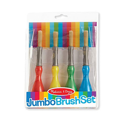 Melissa & Doug Jumbo Brush Set - 4-Pack, Paintbrushes in Red, Blue, Green, Yellow