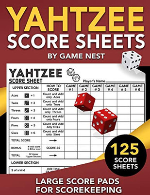 Yahtzee Score Sheets: 125 Large Score Pads for Scorekeeping | 8.5 x 11� Yahtzee Score Cards (Yahtzee Dice Board Game Book)