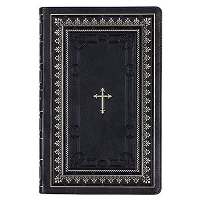 Kjv Holy Bible Standard Size Faux Leather Red Letter Edition - Thumb Index & Ribbon Marker, King James Version, Black/Gold Cross