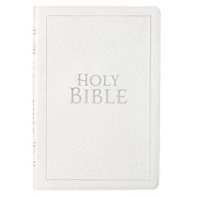 Kjv Holy Bible, Thinline Large Print Faux Leather Red Letter Edition - Thumb Index & Ribbon Marker, King James Version, White