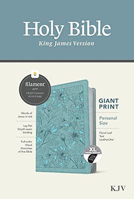 Kjv Personal Size Giant Print Bible, Filament Enabled Edition (Red Letter, Leatherlike, Floral Leaf Teal, Indexed)