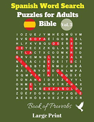 Spanish Word Search Puzzles For Adults: Bible Vol. 3 Book Of Proverbs, Large Print (Spanish Edition)