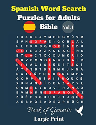 Spanish Word Search Puzzles For Adults: Bible Vol. 1 Book Of Genesis, Large Print (Spanish Edition)