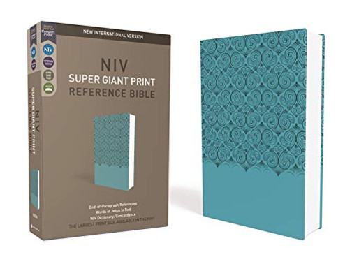 Niv, Super Giant Print Reference Bible, Leathersoft, Teal, Red Letter, Comfort Print