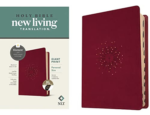 Nlt Personal Size Giant Print Bible, Filament Enabled Edition (Red Letter, Leatherlike, Aurora Cranberry, Indexed)