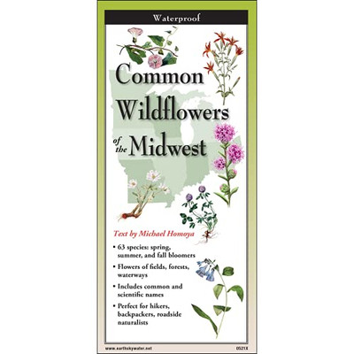 Earth Sky + Water Foldingguideö - Common Wildflowers Of The Midwest - 10 Panel Foldable Laminated Nature Identification Guide