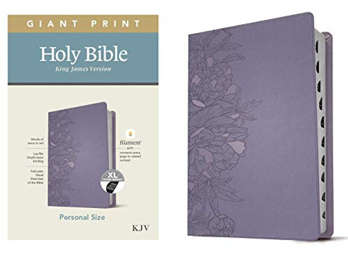 Kjv Personal Size Giant Print Holy Bible (Red Letter, Leatherlike, Peony Lavender, Indexed): Includes Free Access To The Filament Bible App Delivering ... Notes, Devotionals, Worship Music, And Video