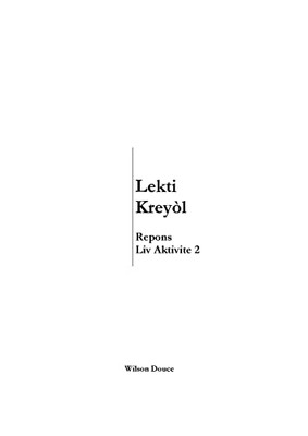Lekti Krey?L Repons Liv Aktivite 2: Repons Liv Aktivite 2 (Haitian Edition)