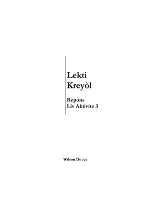 Lekti Krey?L Repons Liv Aktivite 3: Repons Liv Aktivite 3 (Haitian Edition)