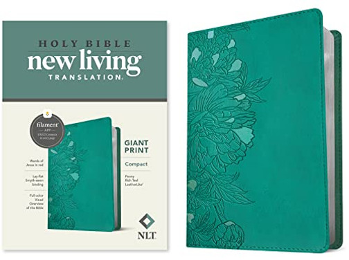 NLT Compact Giant Print Bible, Filament Enabled Edition (Red Letter, LeatherLike, Peony Rich Teal)