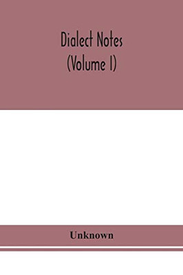 Dialect notes (Volume I) - Paperback