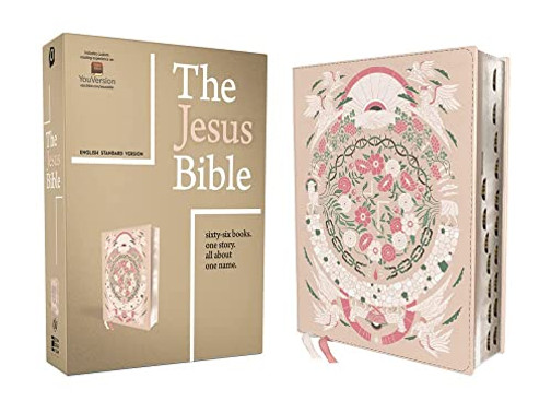 The Jesus Bible Artist Edition, ESV, Leathersoft, Peach Floral, Thumb Indexed