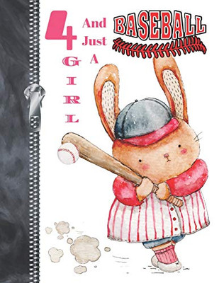 4 And Just A Baseball Girl: Bunny Rabbit Baseball Doodling & Drawing Art Book Sketchbook For Girls