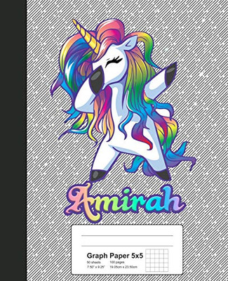 Graph Paper 5X5: Amirah Unicorn Rainbow Notebook (Weezag Graph Paper 5X5 Notebook)