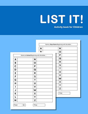 List It! Activity Book For Children: Activity Book For Kids With Autism Or Aspergers | Assisted Social, Cognitive And Literacy Development Game Booklet