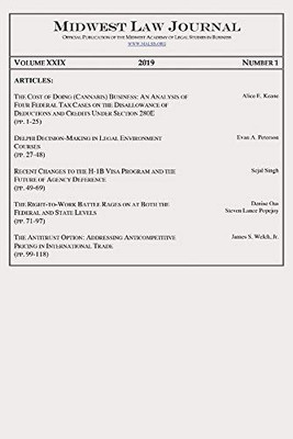 Midwest Law Journal: Volume Xxix, 2019, Number 1