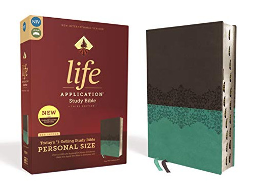 NIV, Life Application Study Bible, Third Edition, Personal Size, Leathersoft, Gray/Teal, Red Letter Edition, Thumb Indexed