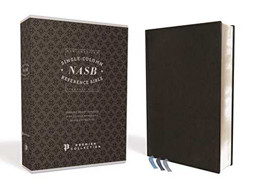 NASB, Single-Column Reference Bible, Wide Margin, Premium Goatskin Leather, Black, Premier Collection, 1995 Text, Comfort Print