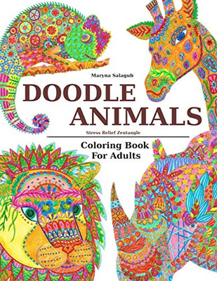 Doodle Animals Stress Relief Zentangle Coloring Book For Adults