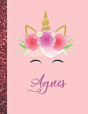 Agnes: Agnes Marble Size Unicorn SketchBook Personalized White Paper for Girls and Kids to Drawing and Sketching Doodle Taking Note Size 8.5 x 11