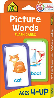 School Zone - Picture Words Flash Cards - Ages 4 and Up, Preschool to Kindergarten, Phonics, Early Reading Words, Sight Words, Word-Picture Recognition, and More