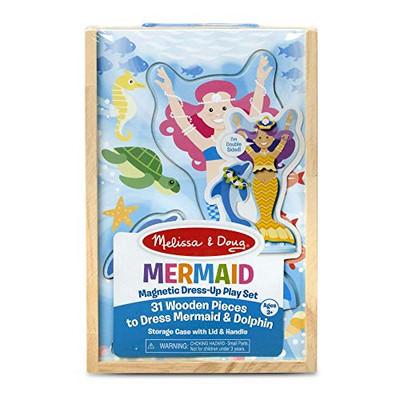 Melissa & Doug Mermaid & Dolphin Magnetic Dress-Up Wooden Dolls Pretend Play Set (35 pcs)