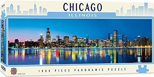 MasterPieces Cityscapes Panoramic Jigsaw Puzzle, Downtown Chicago, Illinois, Photographs by James Blakeway, 1000 Pieces