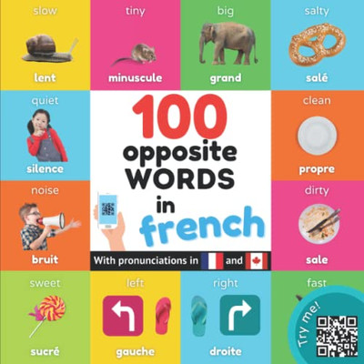 100 Opposite Words In French: Bilingual Picture Book For Kids: English / French With Pronunciations (Learn French)