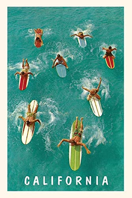 The Vintage Journal Aerial View Of Surfers With Colorful Boards, California (Pocket Sized - Found Image Press Journals)