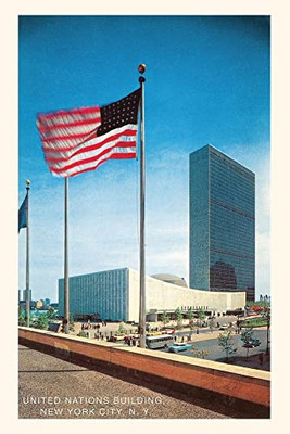Vintage Journal American Flag And United Nations Buildings, New York City (Pocket Sized - Found Image Press Journals)