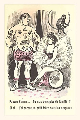 Vintage Journal French Cartoon With Dancer And Strongman (Pocket Sized - Found Image Press Journals)