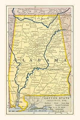 Vintage Journal Map Of Alabama (Pocket Sized - Found Image Press Journals)