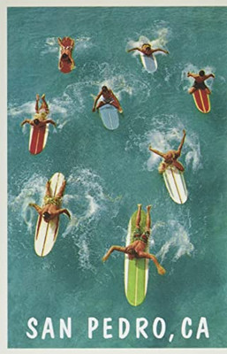 Vintage Journal San Pedro, Aerial View Of Surfers (Pocket Sized - Found Image Press Journals)