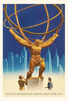 Vintage Journal Atlas Statue, Rockefeller Center, New York City (Pocket Sized - Found Image Press Journals)