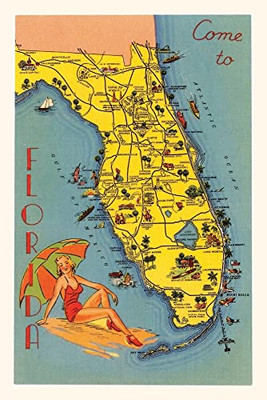 Vintage Journal Map Of Florida (Pocket Sized - Found Image Press Journals)