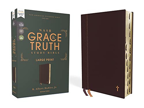 Nasb, The Grace And Truth Study Bible, Large Print, Leathersoft, Maroon, Red Letter, 1995 Text, Thumb Indexed, Comfort Print