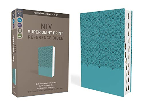 Niv, Super Giant Print Reference Bible, Leathersoft, Teal, Red Letter, Thumb Indexed, Comfort Print